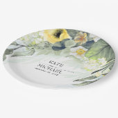 イエローフローラルドリームガーデンウェディング ペーパープレート (アングル)