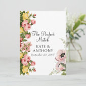 イエローフローラルパターン結婚式招待状カード 招待状 (スタンド正面)