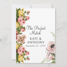 イエローフローラルパターン結婚式招待状カード 招待状