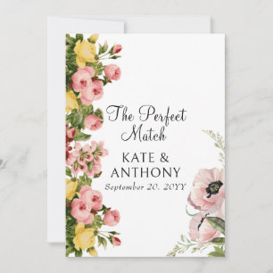 イエローフローラルパターン結婚式招待状カード 招待状