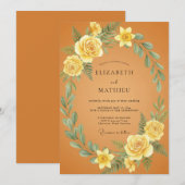 イエローフローラルボタニカルウェディング 招待状 (正面/裏面)