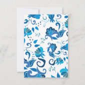 イエローフローラル イタリアン ブルー ブライダルシャワー サンキューカード (裏面)