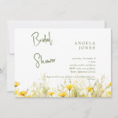 イエローフローラル＆グリーンのモダンな結婚前お祝いパーティー 招待状 (正面)
