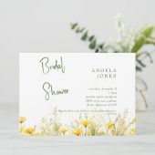 イエローフローラル＆グリーンのモダンな結婚前お祝いパーティー 招待状 (スタンド正面)