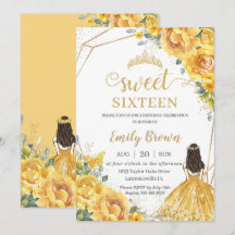 イエローフローラル スウィート16 バースデー プリンセス クラウン