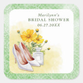 イエローフローラル ブライダルシャワー スクエアシール (正面)