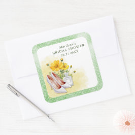 イエローフローラル ブライダルシャワー スクエアシール