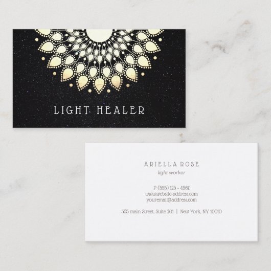 イエローフローラロータスマンダラエネルギーヒーラー 名刺 (正面/裏面)