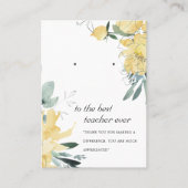 イエローフローラ先生ギフトイヤリング表示カード プレイスカード (正面)