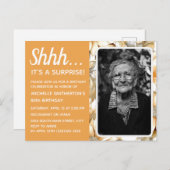 イエローフローラ女子80誕生日写真 インビテーションポストカード (正面/裏面)