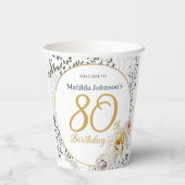 イエローフローラ植物写真第80回バースデーパーティー 紙コップ (裏面)