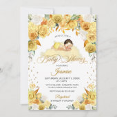 イエローフローラ睡眠ベビーシャワー招待状 招待状 (正面)