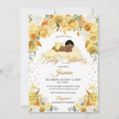 イエローフローラ睡眠ベビーシャワー招待状 招待状 (正面)