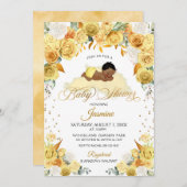 イエローフローラ睡眠ベビーシャワー招待状 招待状 (正面/裏面)