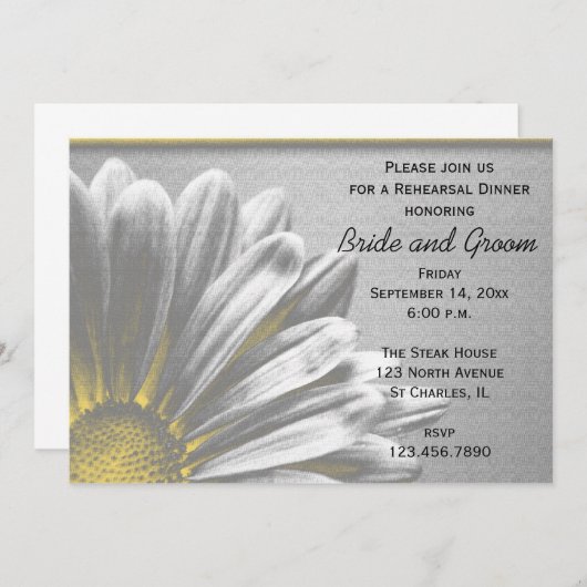 イエローフローラ結婚ハイライトのリハーサルディナー 招待状 (正面/裏面)