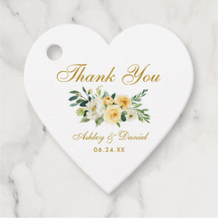 イエローフローラ結婚金ゴールドのハート フェイバータグ