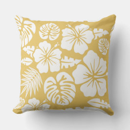 イエローフローラ葉トロピカルハワイアン クッション