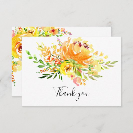 イエローフローラ葬儀記念ありがとう サンキューカード (正面/裏面)