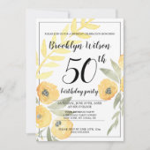 イエローフローラ誕生日パーティー招待状 招待状 (正面)