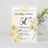 イエローフローラ誕生日パーティー招待状 招待状 (スタンド正面)