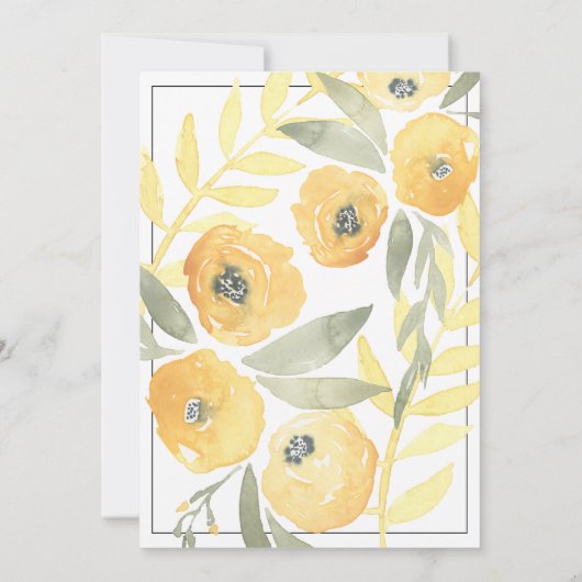 イエローフローラ誕生日パーティー招待状 招待状 (裏面)