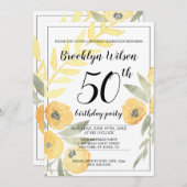 イエローフローラ誕生日パーティー招待状 招待状 (正面/裏面)
