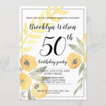 イエローフローラ誕生日パーティー招待状