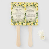 イエローフローラ金ゴールドグリッター結婚式 プログラム ハンドファン (正面&裏面)