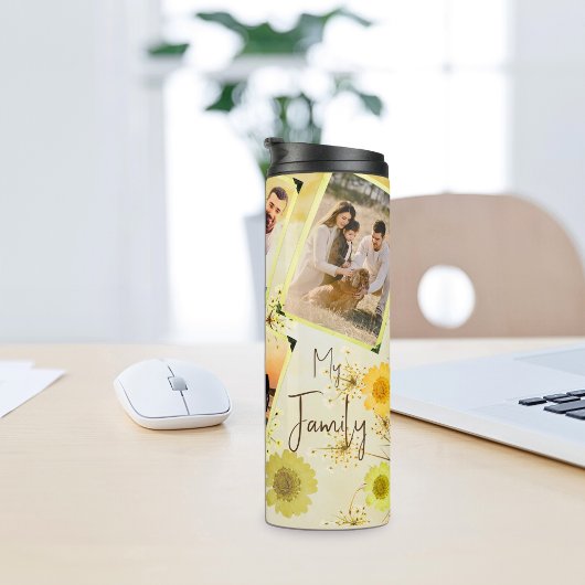 イエローフローラ6写真コラージュ&カスタム文字 タンブラー