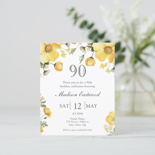 イエローフローラ90th誕生日予算招待状 (スタンド正面)