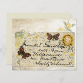 イエローフローラ&バタフライヴィンテージスクラップブック紙 (正面/裏面)