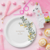 イエローフローラ&ユーカリ結婚ナーズ ペーパープレート (パーティー)