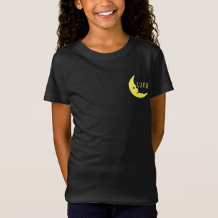 イエローブおもしろいラックハーフムーンルナタイポグラフィ Tシャツ