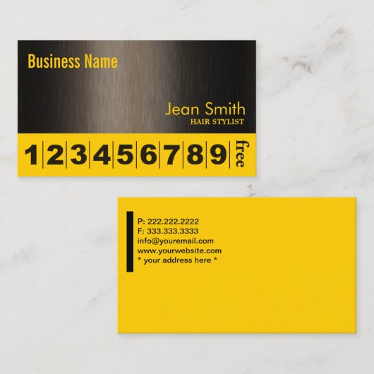 イエローブモダンランネットヘアサロンロイヤリティカード ロイヤリティカード (正面/裏面)