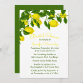 イエローブライダルシャワーレモン&グリーンウォーターカラー 招待状 (正面/裏面)