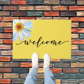 イエローブライトデイジートレンディーウェルカムドアマット ドアマット