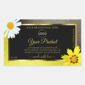 イエローブラウングリッターブラック製品ラベル追加ロゴ 長方形シール (正面)