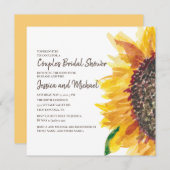 イエローブラウンサンフラワーカップルのブライダルシャワー 招待状 (正面/裏面)