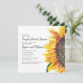 イエローブラウンサンフラワーカップルのブライダルシャワー 招待状 (スタンド正面)