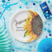 イエローブラウンサンフラワーホワイトブライダルシャワー ペーパープレート (パーティー)