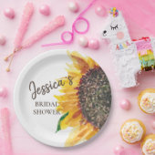 イエローブラウンサンフラワーホワイトブライダルシャワー ペーパープレート (パーティー)