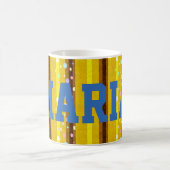 イエローブラウンストライプマグカップ コーヒーマグカップ (中央)