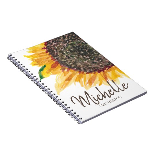 イエローブラウンヒマワリ白お名前 ノートブック (右側)