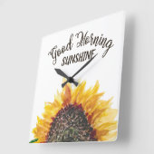 イエローブラウンヒマワリ白グッドモーニングサンシャイン スクエア壁時計 (傾斜)