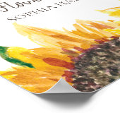 イエローブラウンヒマワリ白ボホウェディングパーティー ポスター (角)