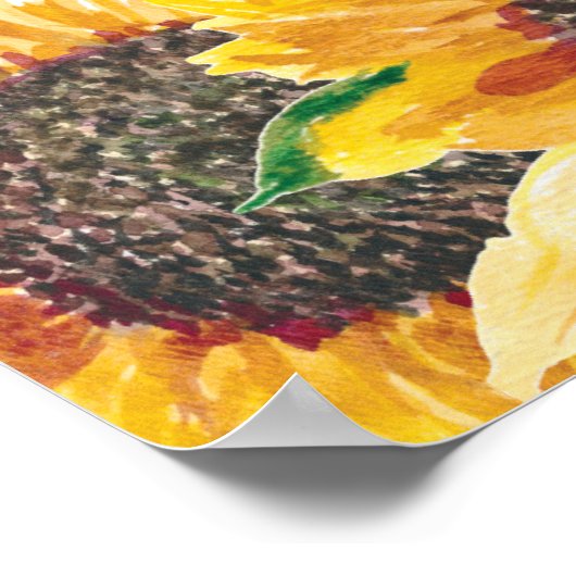 イエローブラウンヒマワリ白ボホ結婚の歓迎 ポスター (角)