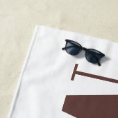 イエローブラウンヒマワリ白モノグラムイニシャル ビーチタオル (インサイチュ)