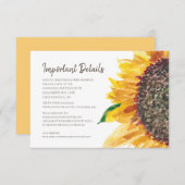イエローブラウンヒマワリ結婚ボホ詳細 エンクロージャーカード (正面/裏面)