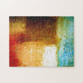 イエローブラウンブルーレッド抽象芸術絵画のアートワーク ジグソーパズル (横)