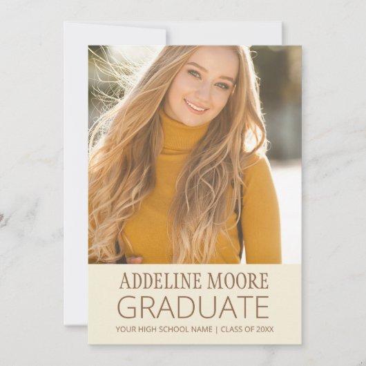 イエローブラウン2写真卒業のお知らせ 招待状 (正面)